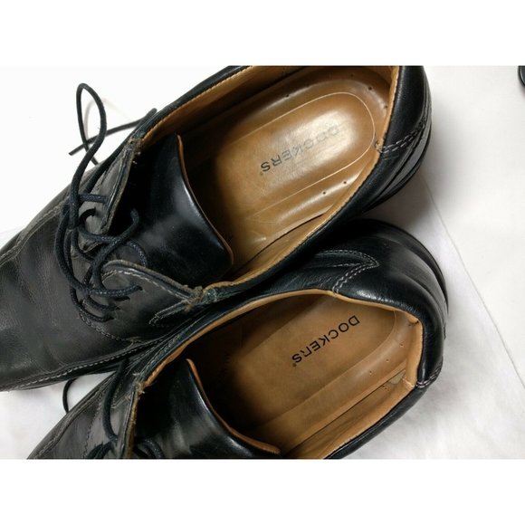 Dockers Mens 12M Black Bicycle Toe Leather Lace Up - Picture 10 of 10